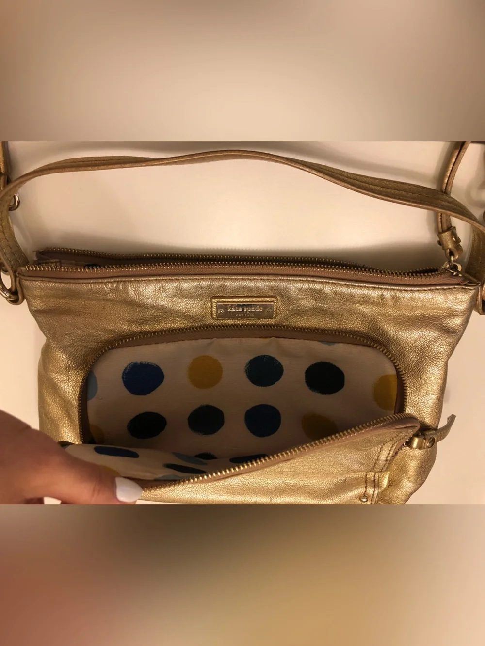 Kate Spade Gold Metallic Leather Crossbody Bag (Rare Find)